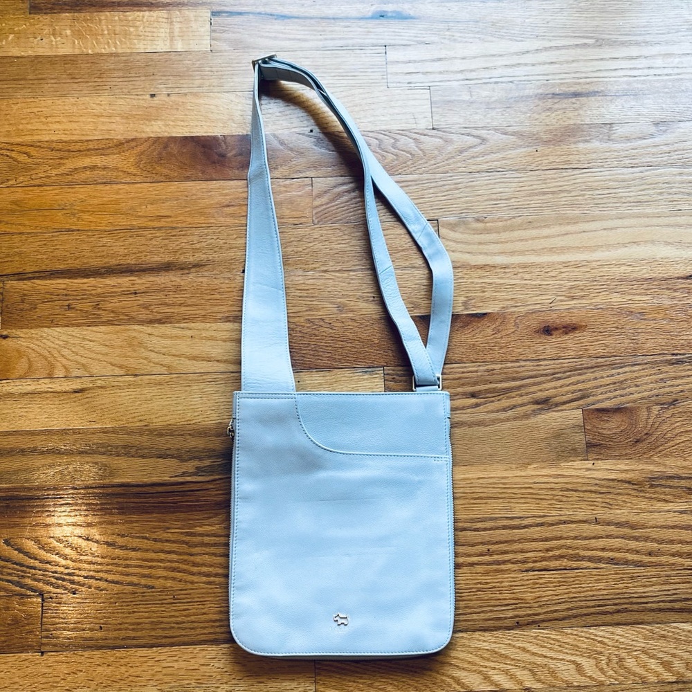 Radley BONE GRAY leather crossbody with expandable zip bottom